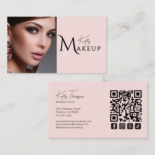 Rouge-Make-up-Artist-QR-Code-Social-Icon Visitenkarte (Vorne/Hinten)