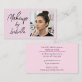 Rouge Pink Schwarz Script Foto Make-up Visitenkarte (Vorne/Hinten)