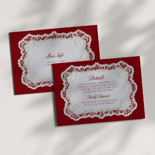Rouge Red Old Money Spitze Hochzeitsdetails Begleitkarte