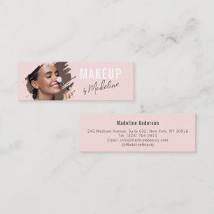 Rouge Rosa Schwarz Schrift Foto Makeup Mini Visitenkarte