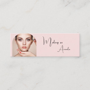 Rouge Rosa Schwarze Schrift Foto Make-up  Mini Visitenkarte