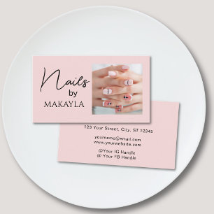 Rouge Rosa Schwarze Schrift Foto Nageldesignerin Visitenkarte