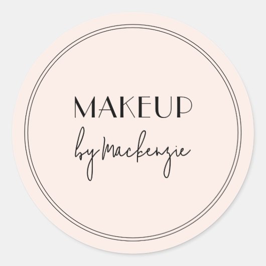 Rouge Rosa Schwarzes Makeup-Salon Runder Aufkleber (Vorderseite)