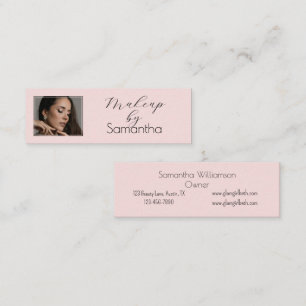 Rouge Rosa Schwarzes Schriftfoto-Make-up Mini Visitenkarte