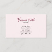 Rouge Rosa Schwarzes Skript Foto-Make-up Visitenkarte (Rückseite)