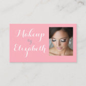 Rouge Rosa Weiße Schrift Foto Make-up Visitenkarte (Vorderseite)