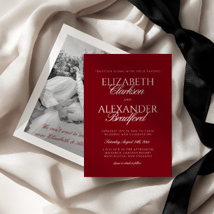 Rouge-Rot Old Money Hochzeit Einladung