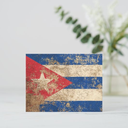 Rough Aged Vintage Cuban Flag Postkarte (Stehend Vorderseite)