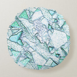 Rough as stone, in einer Mischung aus Zyan und Min Rundes Kissen