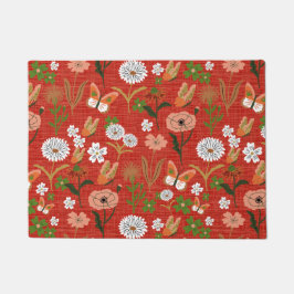 Rough Bamboo Floral Butterfly Kleeblatts in Red Fußmatte