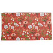 Rough Bamboo Floral Butterfly Kleeblatts in Red Kissenbezug (Vorderseite-Rechts)