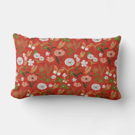 Rough Bamboo Floral Butterfly Kleeblatts in Red Lendenkissen