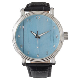 Rough Blue Painted Wood Paneling Armbanduhr