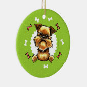 Rough Brussels Griffon Dog Bones Weihnachtsfeier Keramikornament (Rechts)