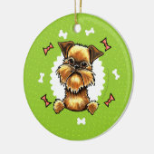 Rough Brussels Griffon Dog Bones Weihnachtsfeier Keramikornament (Links)