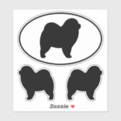 Rough Chow Chow Hund Silhouetten Vinyl Sticker Set (Blatt)