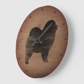 Rough Chow Chow Silhouette Rustikaler Stil Große Wanduhr (Winkel)