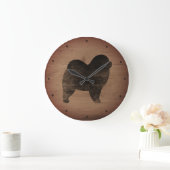 Rough Chow Chow Silhouette Rustikaler Stil Große Wanduhr (Zuhause)