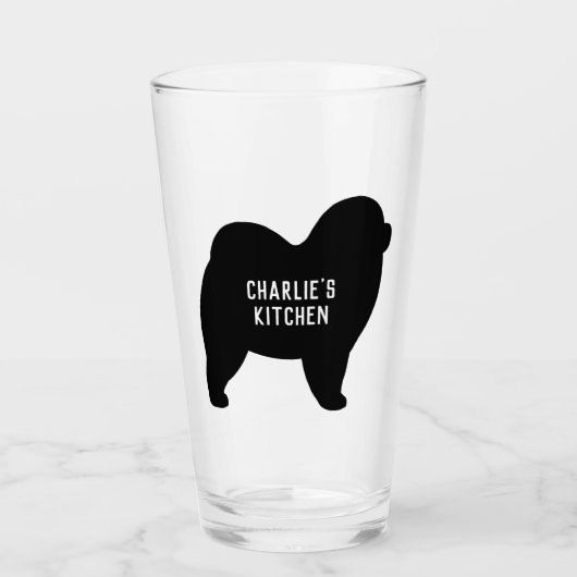 Rough Chow Silhouette Custom Dog Lover's Glass Glas (Vorderseite)