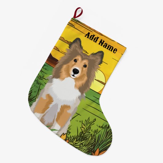 Rough Coat Collie Großer Weihnachtsstrumpf (Vorderansicht (hängend))