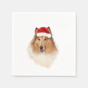 Rough Collie A & M Holiday Napkin Serviette