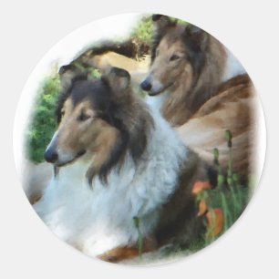 Rough Collie Art Gaben Runder Aufkleber