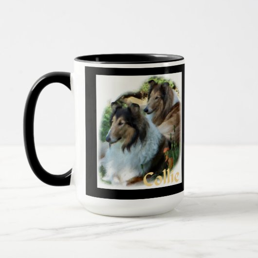 Rough Collie Art gibt Tasse (Links)