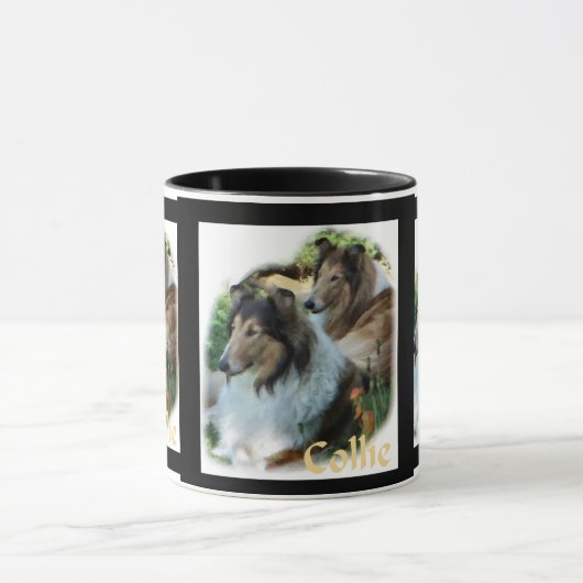 Rough Collie Art gibt Tasse (Zentrum)