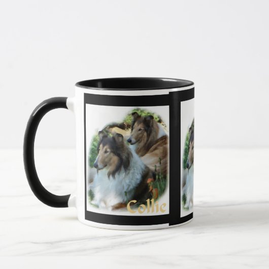 Rough Collie Art gibt Tasse (Links)