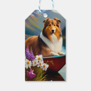 Rough Collie auf einem Paddel: Ein landschaftliche Geschenkanhänger