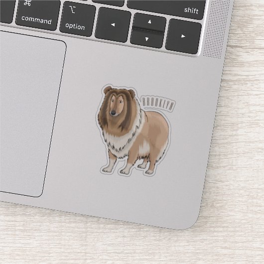 Rough Collie Cartoon Illustration Aufkleber (Ausschnitt)