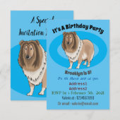 Rough Collie Cartoon Illustration Einladung (Vorne/Hinten)