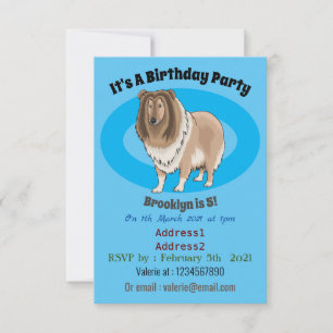 Rough Collie Cartoon Illustration Einladung