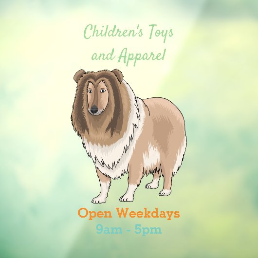 Rough Collie Cartoon Illustration Fensteraufkleber (Blatt 3)