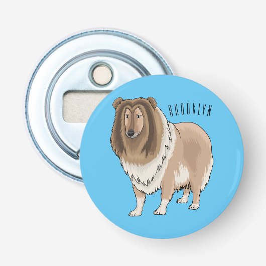Rough Collie Cartoon Illustration Flaschenöffner (Vorderseite)