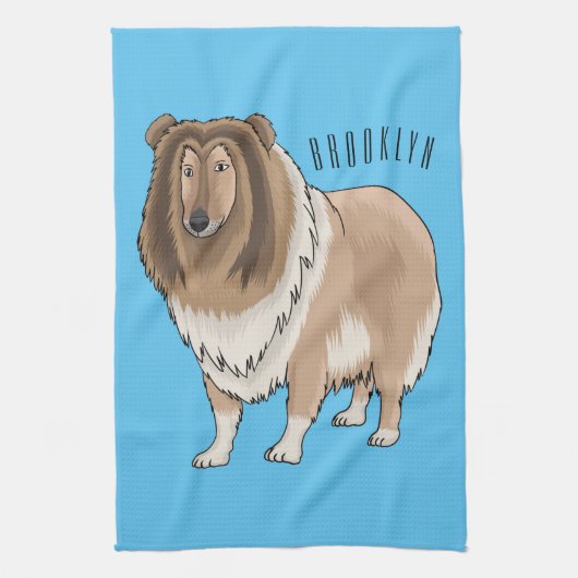 Rough Collie Cartoon Illustration Geschirrtuch (Vertikal)