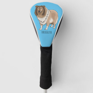 Rough Collie Cartoon Illustration Golf Headcover