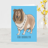 Rough Collie Cartoon Illustration Karte (Gelbe Blume)