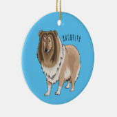 Rough Collie Cartoon Illustration Keramik Ornament (Rechts)