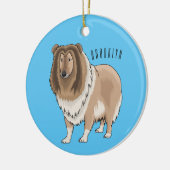 Rough Collie Cartoon Illustration Keramik Ornament (Links)