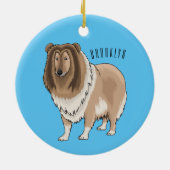 Rough Collie Cartoon Illustration Keramik Ornament (Hinten)