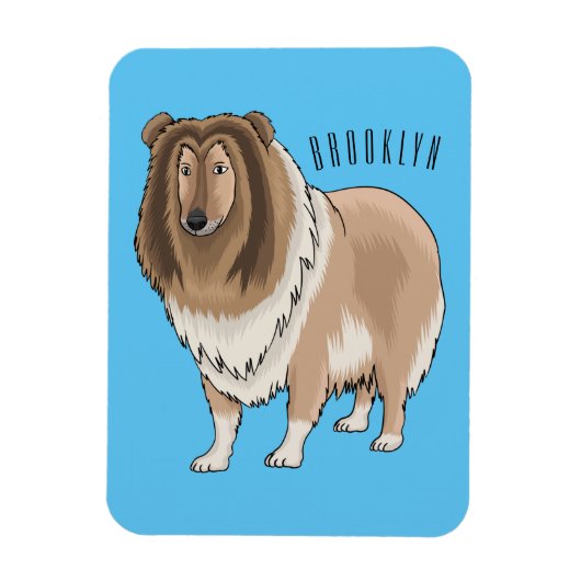 Rough Collie Cartoon Illustration Magnet (Vertikal)