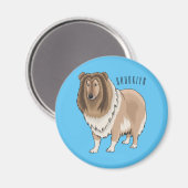 Rough Collie Cartoon Illustration Magnet (Vorderseite/Rückseite)