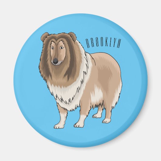Rough Collie Cartoon Illustration Magnet (Vorne)