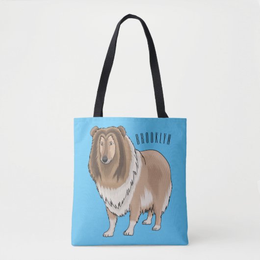 Rough Collie Cartoon Illustration Tasche (Vorderseite)
