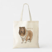 Rough Collie Cartoon Illustration Tragetasche (Rückseite)