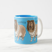 Rough Collie Cartoon Illustration Zweifarbige Tasse (VorderseiteRechts)
