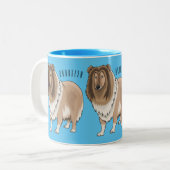Rough Collie Cartoon Illustration Zweifarbige Tasse (Vorderseite Links)