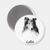 Rough Collie Charcoal Magnet (Vorderseite/Rückseite)