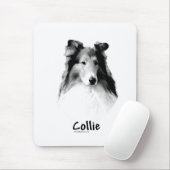 Rough Collie Charcoal Mousepad (Mit Mouse)